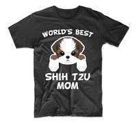IKOKO Shih Tzu Mom Shirt - World's Best Dog Owner Unisex 100% Cotton Short-Sleeve T-Shirts Black XXXL