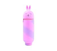 IKOPFLN 1 Pièce Étui École 2 en 1 en Silicone Souple, Trousse Ecole, Trousse Silicone Verticale, Forme de Lapin, Cadeau D’anniversaire pour Les élèves