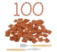 IKOPFLN 100 PCS Mini Toit Tuiles Avec 2 grattoirs mini Toit Tuiles de construction Red Mini Briques Miniatures 1:16 pour DIY Fairy Garden Dollhouse Decor