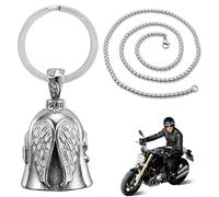 IKOPFLN 1pcs Guardian Bell, Clochette Moto, Cloche de Motard (avec Porte-clés et chaîne en Titane)
