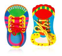 IKOPFLN 2 Pièces Apprendre à nouer les lacets, Jouet d'apprentissage de nouage de lacets, Multicolore