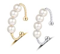 IKOPFLN 2 pièces bague anti stress femme,réglable, Cadeau pour Femme, Mère, Epouse, doré argent