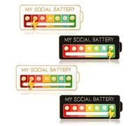 IKOPFLN 4 Pièces Social Battery Pin, Pins Sac A Dos, Pins, Broches Pour Humeur Sociale Sur 7 Jours, Aiguilles D'humeur Interactives, Broches Pour Santé Mentale (Blanc + Noir)