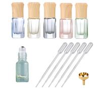 IKOPFLN 5 Bouteilles d'Huile Essentielle roll on huiles essentielles Bouteilles en Verre 3ML avec Billes de Roller en Acier,flacon pipette,flacon parfum vide avec 5 compte-gouttes et 1 entonnoir