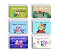 IKOPFLN 6 Pièces Carte Depart Collegue De Travail Carte Retraite Cadeau Depart Collegue De Travail Carte Départ Collègue Pliée Carte Pour Homme Femme Contient 6 Enveloppes Et Sceaux Ronds