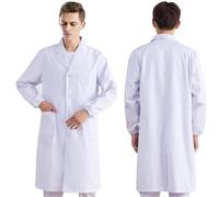 IKOPFLN Blouse de laboratoire blanche unisexe - Vêtement de protection chimique - Manches longues - Uniforme médical avec boutons - Pour laboratoire, étude, travail, beauté