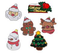 IKOPFLN Lot de 6 badges de dessin animé en émail-Adorables badges d'animaux-Broches de dessin animé de chat-Broches de Noël série broche broche