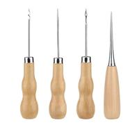 IKOPFLN Poincon Cuir,Alène en Cuir, Poinçon à PoignéE En Bois, Alènes Manche Bois, Machine À Coudre En Cuir Ronde À Manche En Bois Outil De Poinçon En Forme De Gourde Poinçon, 4 pièce