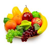 Ikosora 13 Pieces Artificial Fruit Set, Fake Mixture Fruits for Home Decor, Simulation Fruit Set for Party Christmas Decoration, Faux Fruit Model for Photoshoot, Artificial Apple Orange Pear Grape