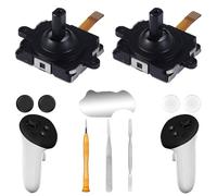 Ikpek Lot de 2 kits de rechange pour manette Meta Quest 3 (10 en un), kit de réparation pour manette Oculus Quest 3, comprend 4 joysticks, 4 poignées de joystick, un tournevis T5, une pince à épiler,