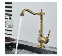 IKPGBZXM Robinet d'évier en Bronze Noir Robinet de lavabo en Laiton rétro Pivotant à 360 degrés Mélangeur Chaud et Froid Robinet de Grue Robinet monotrou monté sur Le Pont(Antique Brass High)