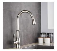 IKPGBZXM Robinet mélangeur Chaud et Froid à pulvérisation extractible de Cuisine en Bronze Noir, poignée monotrou en Laiton Tourne à 360 degrés(Brushed Nickel)