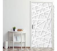 IKPHQF Sticker Porte Géométrie Blanche Simple Trompe l'oeil Effet 3D pour Décoration Autocollant De Porte 77X200cm Chambre Salon Cuisine Salle De Bain Papier Peint Imperméable Amovible Muraux