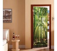 IKPHQF Stickers Porte 3D Trompe l'oeil Autocollant De Porte Interieure Arbre Vert Forêt Paysage Ensoleillé Mural Papier Peint Poster Amovible Muraux Stickers Chambre Salon Cuisine Décoration 77X200cm
