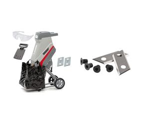 IKRA broyeur de végétaux électrique IMH 2500, Lunettes de sécurité, Sac de récupération, INCL. 2X Lames réversibles de Rechange & RYOBI - Jeu de 2 Lames Ryobi pour Broyeurs de végétaux RAC351