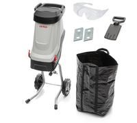 IKRA broyeur électrique IMH 2800, avec lame de rechange et lunettes | Moteur haute performance, 2800W, lames réversibles durables, sac de ramassage de 45 l, diamètre des branches 45 mm