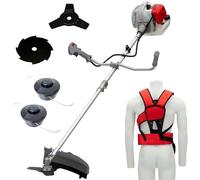 IKRA débroussailleuse à Essence IBF 4342 avec Accessoires Pratiques | Avec lame à 3 dents et à 8 dents, 2 bobines et bandoulière, moteur 2 temps puissant, poignée de vélo, 42,7 cm³, 1,25 kW