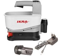 IKRA épandeur universel IAST 12, largeur d'épandage 5 m, réglage de la quantité d'épandage à 5 niveaux, volume du bac d'épandage 4,5 l, batterie et chargeur inclus