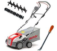 IKRA scarificateur électrique IEVL 1840, avec arrache-Mauvaises Herbes | 1800 W, bac de ramassage 55 l, largeur de travail 40 cm, de +6 à -12 mm, changement de rouleau sans outil, appareil 2 en 1