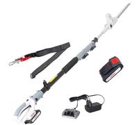 Ikra Taille haie sans Fil 20V - Lame de 40 cm Batterie Lithium 2.0Ah + Chargeur 20V - Perche télescopique jusqu'à 4m