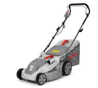 IKRA Tondeuse à Gazon électrique IERM 1638-1, 1600W, Largeur de Coupe 38 cm | Manche réglable en hauteur sur 2 positions, hauteur de coupe 30-75 mm, avec sac de ramassage de 42 l, lame en métal trempé