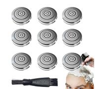 IKSAMY 9 Têtes de Rasage de Remplacement pour Pitbull Skull Shaver, Rasoir Calvitie Homme, Têtes de Rechange pour Rasoir Pitbull Platinum Pro avec Brosse de Nettoyage - Accessoires pour Têtes de