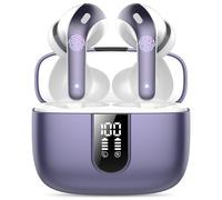 IKT Ecouteurs Bluetooth sans Fil, Casque Bluetooth 5.3, 50 Heures Contrôle Tactile, 4 ENC Appel Réduction Antibruit Mic, Basses Profondes, Ajustement Confortable, Nouveau Phantom Pourpre