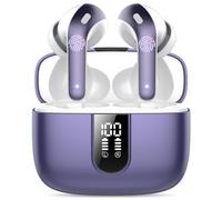 IKT Ecouteurs Bluetooth sans Fil, Écouteurs Bluetooth 5.3, 50 Hrs Contrôle Tactile, 4 ENC Appel Réduction Antibruit Mic,Basses Profondes,Ajustement Confortable,IP7 Étanche Casque,Violet Fantôme