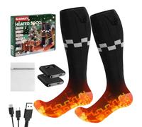ikuchelife Chaussettes Chauffantes 2 Batteries Intégrées 7500mAh/5V Heated Socks 4 Températures Chaussette Chauffante Homme et Femme 14 Heures Chaussettes Chauffantes Électriques pour Skiing Camping