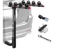 IKURAM R Porte-vélos pour 4 vélos - Double Support Pliable pour Voitures, camions, SUV et Mini-fourgonnettes avec Un récepteur d'attelage de 5,1 cm y Compris Un Adaptateur de Barre transversale de