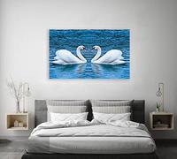 IKYE Tableaux sur toile de cygne en forme de coeur. Affiches et impressions de paysages animaliers. art mural décor à la maison Tableaux. 50x80cm(19.6x61.5in) Sans cadre