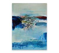 IKYE Zao Wou-Ki-« bleu 06 »Reproduction de peintures célèbres. Zao Wou-Ki Tableau abstrait sur toile. Affiche de décor à la maison moderne 70x105cm(27.5x41.4in) Sans Cadre