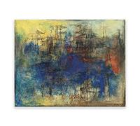 IKYE Zao Wou-Ki-« Sans titre 11 »Reproduction de peintures célèbres. Zao Wou-Ki Tableau abstrait sur toile. Affiche de décor à la maison moderne 80x112cm(31.4x44.1in) Sans Cadre