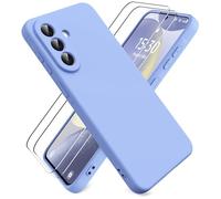 Ikziwreo Coque pour Samsung Galaxy A57 5G, 2 Pièces Protecteur D'écran en Verre Trempé, Coque en Caoutchouc Antichoc, Housse Silicone Souple Ultra-Mince de Couleur Pure - Violet