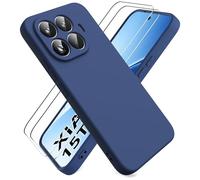 Ikziwreo Coque pour Xiaomi 15T Pro 5G, avec 2 Pièces Protecteur D'écran en Verre Trempé, Souple Étuis en Caoutchouc Housse Antichoc Protection Bumper Coque Xiaomi 15T Pro 5G - Bleu Nuit
