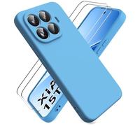 Ikziwreo Coque pour Xiaomi 15T Pro 5G, avec 2 Pièces Protecteur D'écran en Verre Trempé, Souple Étuis en Caoutchouc Housse Antichoc Protection Bumper Coque Xiaomi 15T Pro 5G - Bleu Ciel