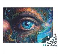 Œil Bleu Surréaliste Puzzle 1000 Pièces Puzzle pour Adultes Art Abstrait Jeu de Puzzle 1000 Pièces Décompression Maison Cadeau 52x38cm/1000pcs