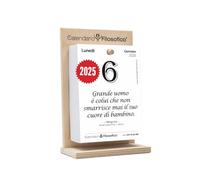 Il Calendario Filosofico 2025 avec support en bois, format A6 10 x 14 cm, le premier et l'original calendrier de table avec 365 jours de phrases philosophiques, lire chaque jour une phrase, créé à