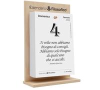 Il Calendario Filosofico 2026 avec support en bois, format A4 de 21 x 30 cm, premier et original calendrier de table avec 365 jours de phrases philosophiques, lire chaque jour une phrase