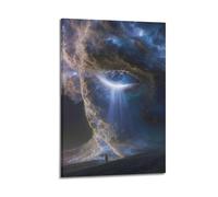 Œil céleste avec figurine d'art mural - Décoration mystique pour la maison et la salle de méditation - Décoration murale artistique moderne à suspendre - 20 x 30 cm