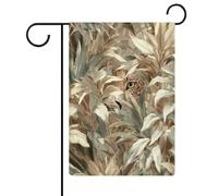 Œil de léopard derrière un voile de verre dépoli doux drapeau de jardin saisonnier vacances toile de jute double face maison cour drapeaux extérieurs 32 x 47 cm