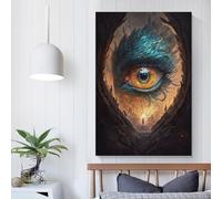 Œil de phénix fantastique, œuvre d'art pour murs de maison, décoration de salle de bain rustique, art mural gris, 50 x 75 cm