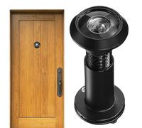 Œil-de-porte Noir Réglable Cache de Confidentialité, Angle 220° | Alliage de Zinc et Verre Optique, Ouverture 14mm, Filetage Fin, pour Portes D’entrée et Appartements