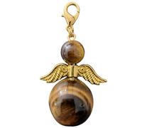 Œil de tigre ange gardien (pierre semi-précieuse, porte-clés, ange chanceux) (pendentif de fenêtre, cristal de fenêtre, pendentif de Noël, cadeau, protection ange, fengshui,