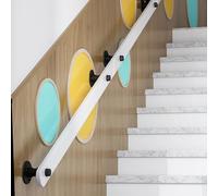 Il en bois avec supports antidérapants pour montage mural, poignée de sécurité pour enfants à la maison, l'école, le loft, l'hôpital (blanc, 440 cm)
