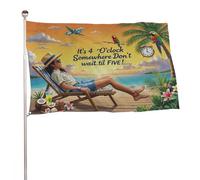 ? Il est 16 heures quelque part, n'attendez pas jusqu'à 17 heures ? Bannière de décoration extérieure durable de 5 x 8 pieds, drapeaux de bienvenue pour patio, drapeaux de jardin de printemps