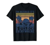 Il est 5 Heures Partout où Je suis retraité Retraite Estivale T-Shirt Graphique avec Valeur, Homme, Noir, S