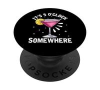 Il est 5 Heures Quelque Part pour Un Amateur de Cocktails Amusants PopSockets PopGrip Adhésif