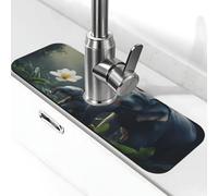 Il est à peu près de la taille d'un tapis de robinet d'évier à fleurs blanches, ventouse de robinet de cuisine, poignée de robinet attrape-gouttes plateau de séchage pour salle de bain (38,1 x 14 cm)