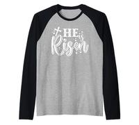Il est Jésus ressuscité, résurrection, chrétien, joyeux jour de Pâques Manche Raglan